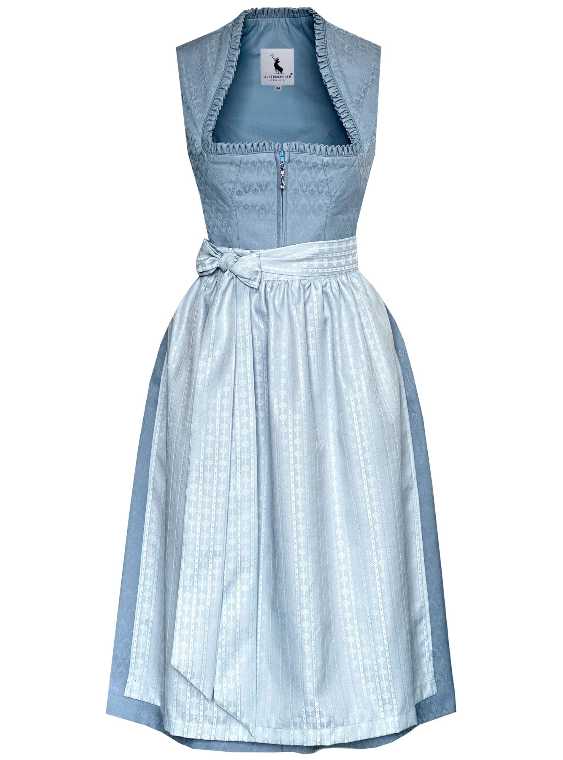 Alpenmärchen Midi Dirndl aus Exklusiver Kollektion inkl. Schürze Gr.32-54 - ALM1065
