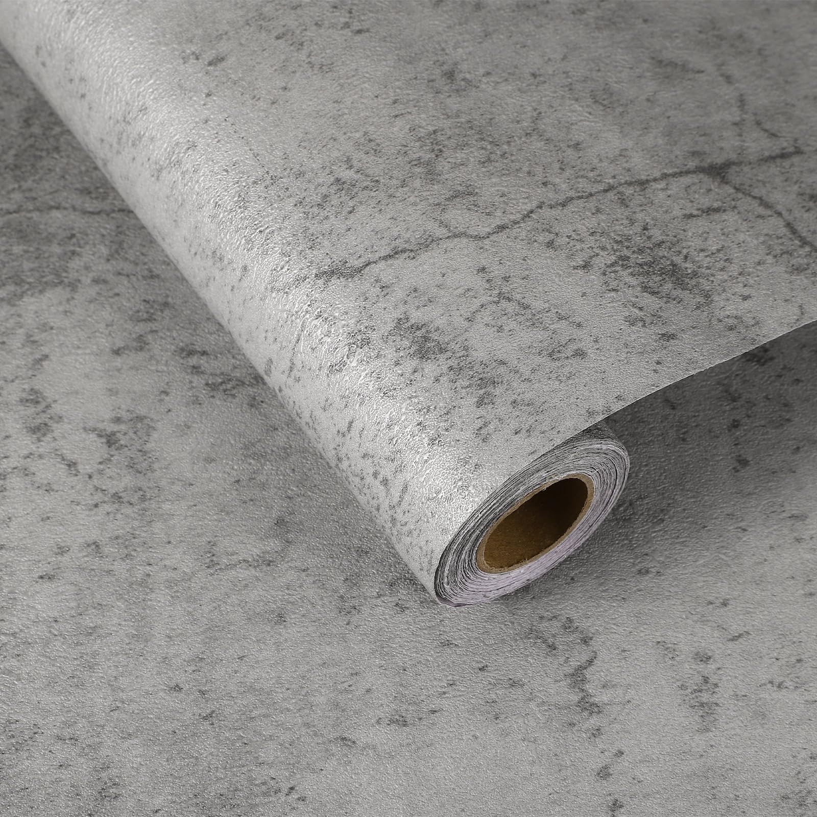 sourcing map 5m x 80cm Concrete Wallpaper, Industrial Concrete Cement Contact Paper Vinyl Stained Matte Crackle Textured Adhesive Wallpaper for Kitchen Countertop Cabinet Bathroom, Medium Grey