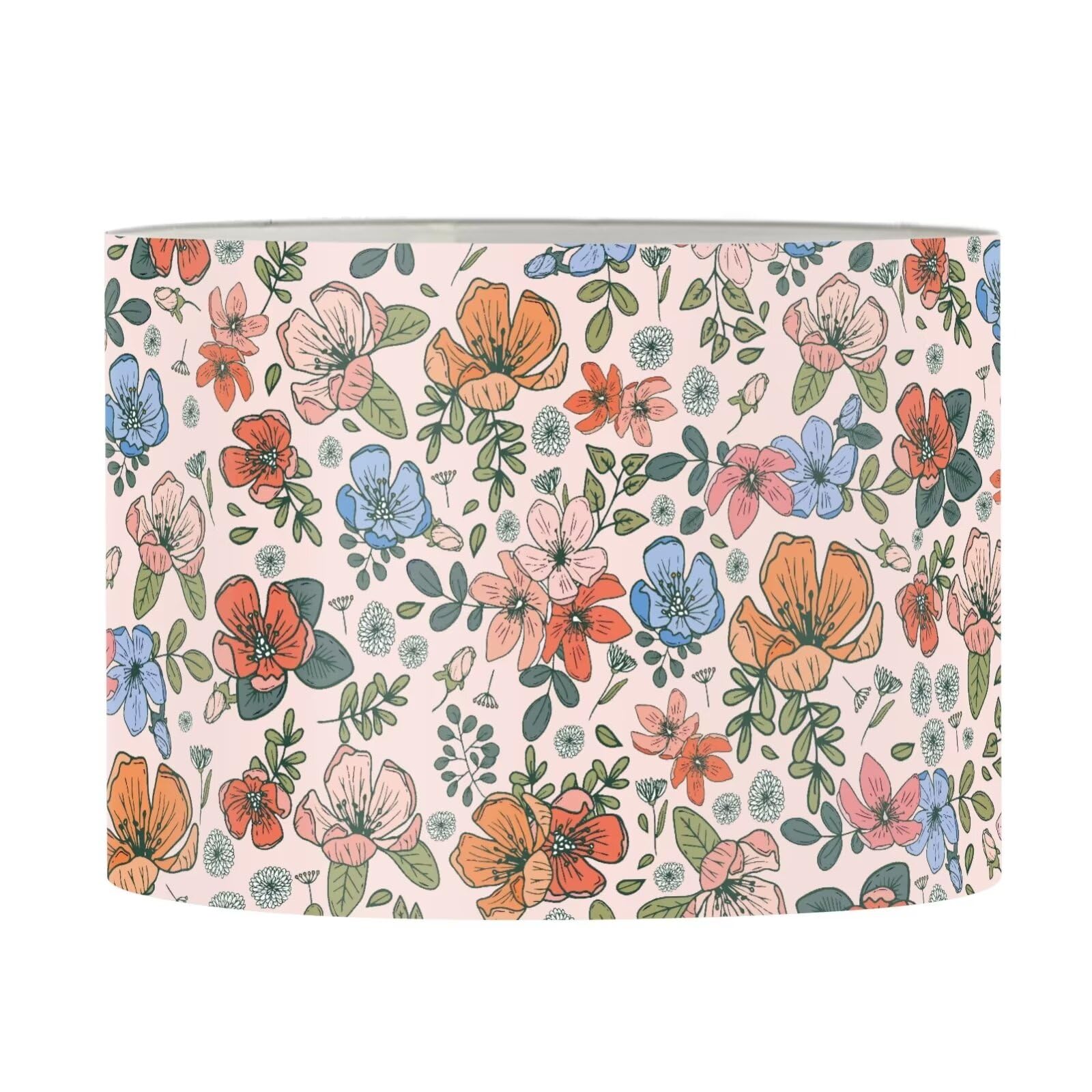 FANCOSAN Drum Lampshades,Hippie Flower Boho Floral Pattern Trendy Lamp Shade Handmade Floor Light Cover Accessories for Home Decoration-S — image 1