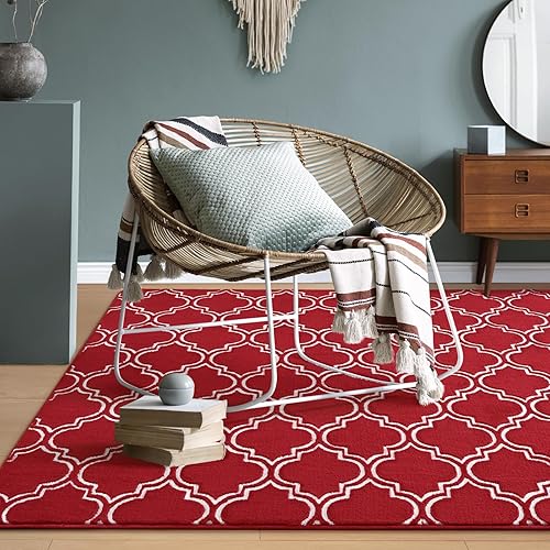 Miniatura 49 de Amearea Alfombra mullida para interiores, alfombras marroquíes suaves con enrejado para dormitorio, alfombra moderna para sala de estar, habitación