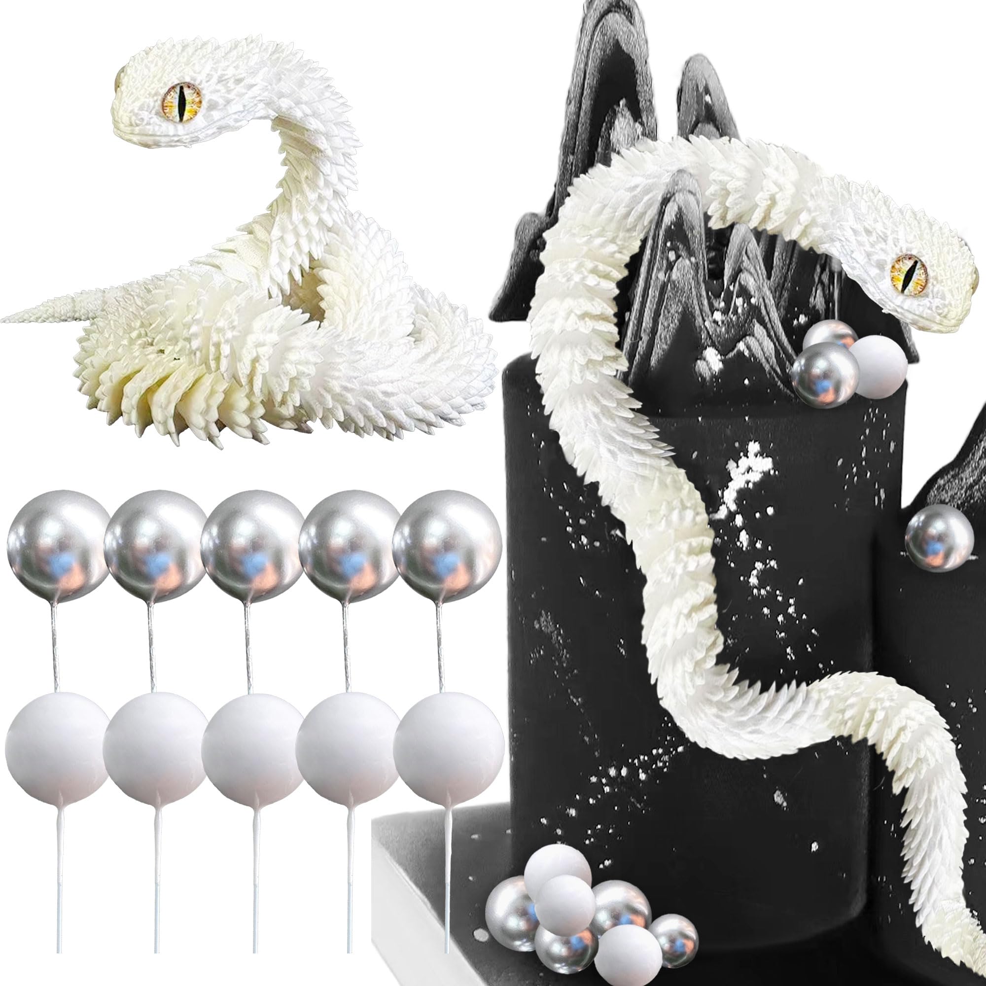 Décoration De Gâteau Serpent Fantastique - Boules Vertes Et Noires Pour Anniversaire Sorcier