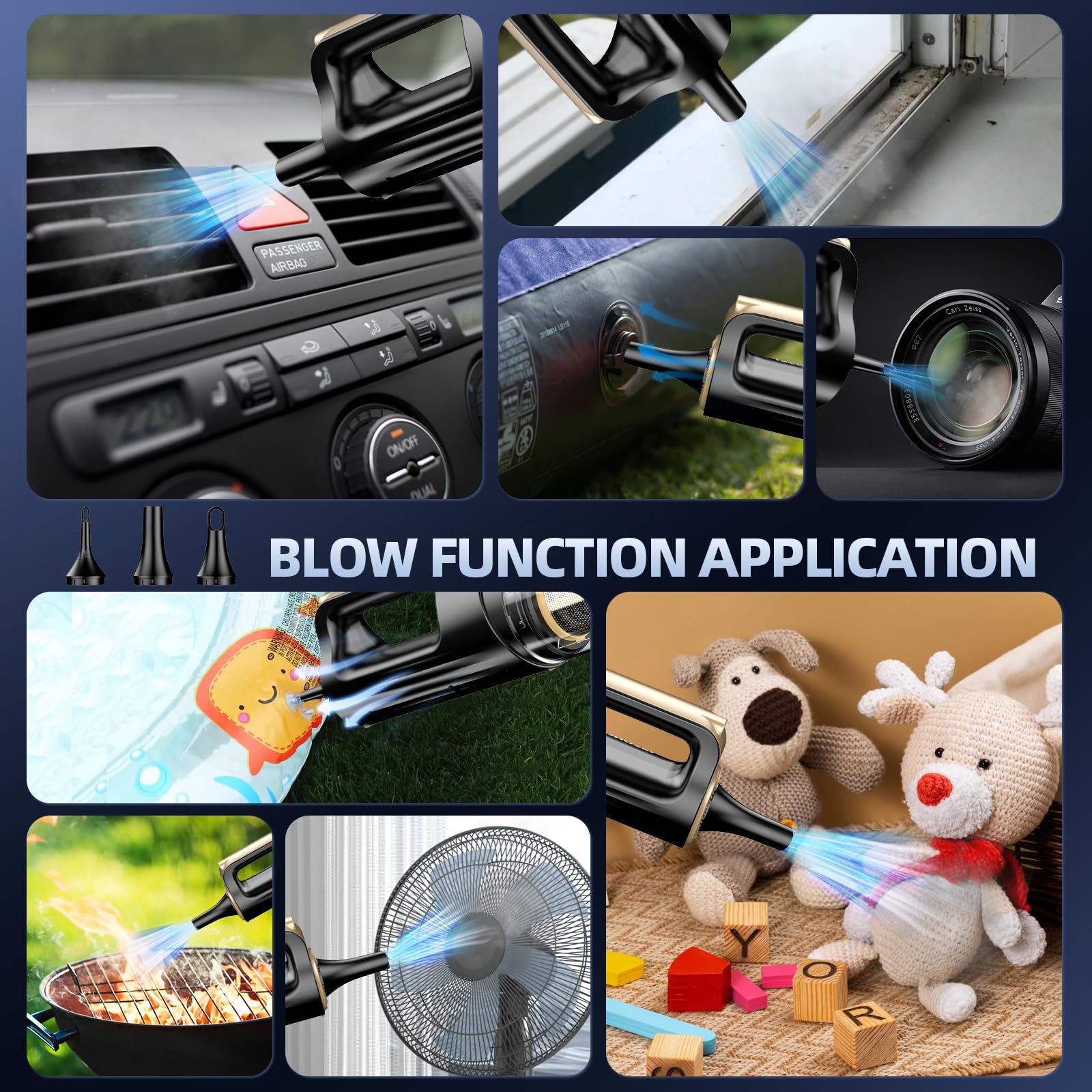 MONOZEL Mini Vacuum Cleaner for Car, 18000Pa 2 in 1 Vacuum Cleaner&Air Duster, 130W Brushless Motor Handheld Vacuum Cordless with 7800mAh Battery, LED Light, Multi-Nozzles for Home, Office, Pet view 5