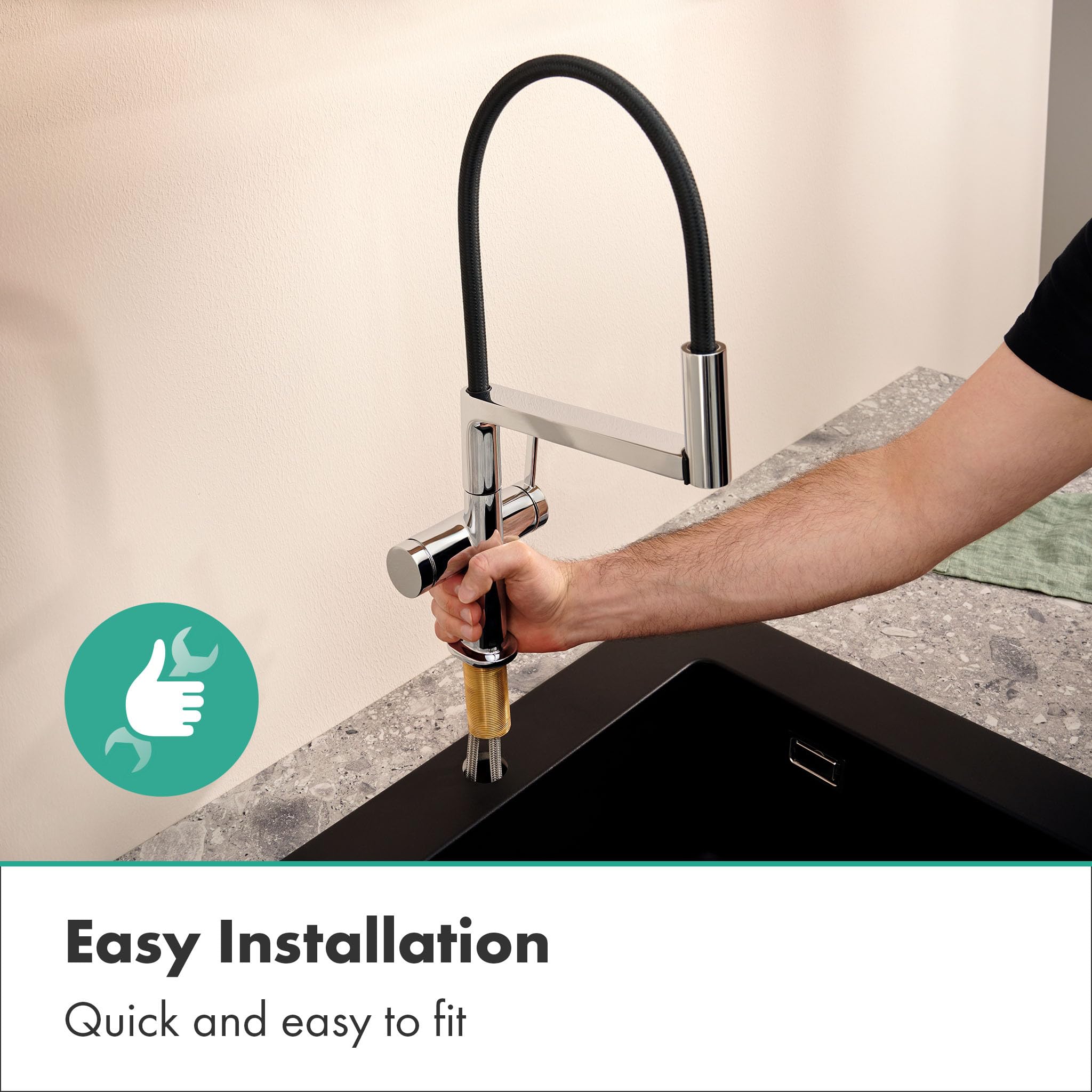 hansgrohe Talis Select M54 PowderSpray - Küchenarmatur mit Brause ausziehbar, SemiPro, 3 Strahlarten, Wasserhahn Küche mit Auslaufhöhe 210 mm, Mischbatterie Küche 360° schwenkbar, Chrom, 72861000