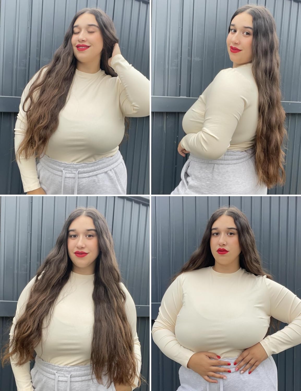 COOTRY Women's Plus Size Long Sleeve Shirts Crew Neck Slim Fitted Basic Tops Fall Clothes - Image 5