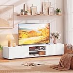 Giantex TV Stand for 55-70 Inch TV, Modern Entertainment Center w/ 3 Open Shelves, 2 Side Cabinets & Drawer, Media TV Console Table for Living Room Bedroom (Rustic Brown)