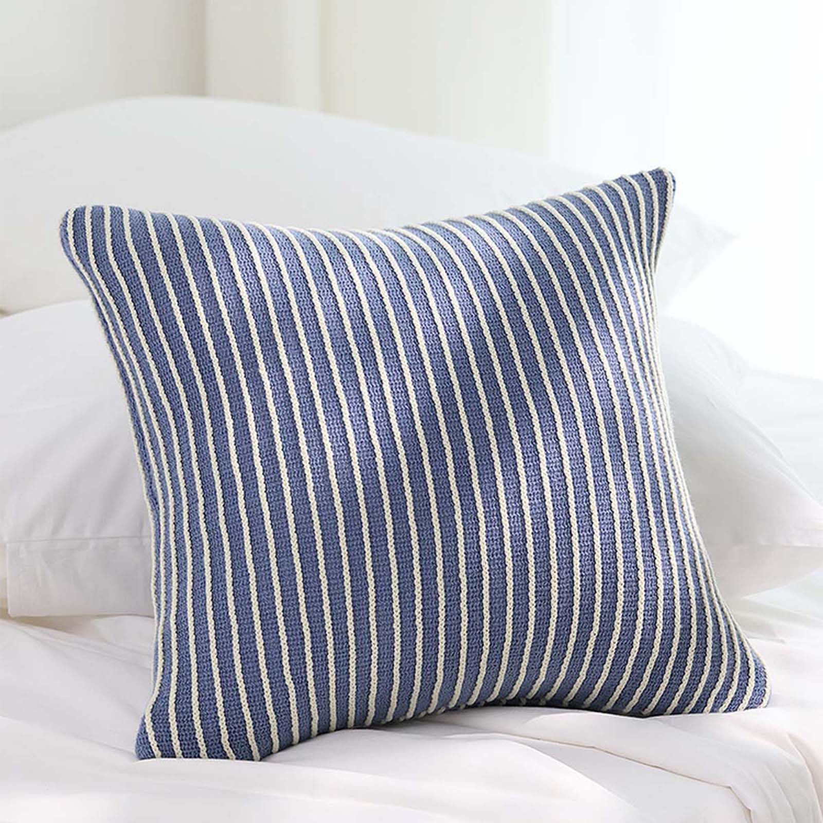 Couverture tricotée pour hôtel et chambre d'hôtes, jeté de lit toutes saisons bleu