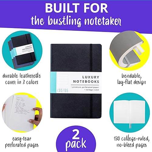 Miniatura 2 de Papercode Cuadernos de diario rayados de lujo, diarios para escribir con 130 páginas perforadas, cuadernos perfectos para trabajo, viajes,