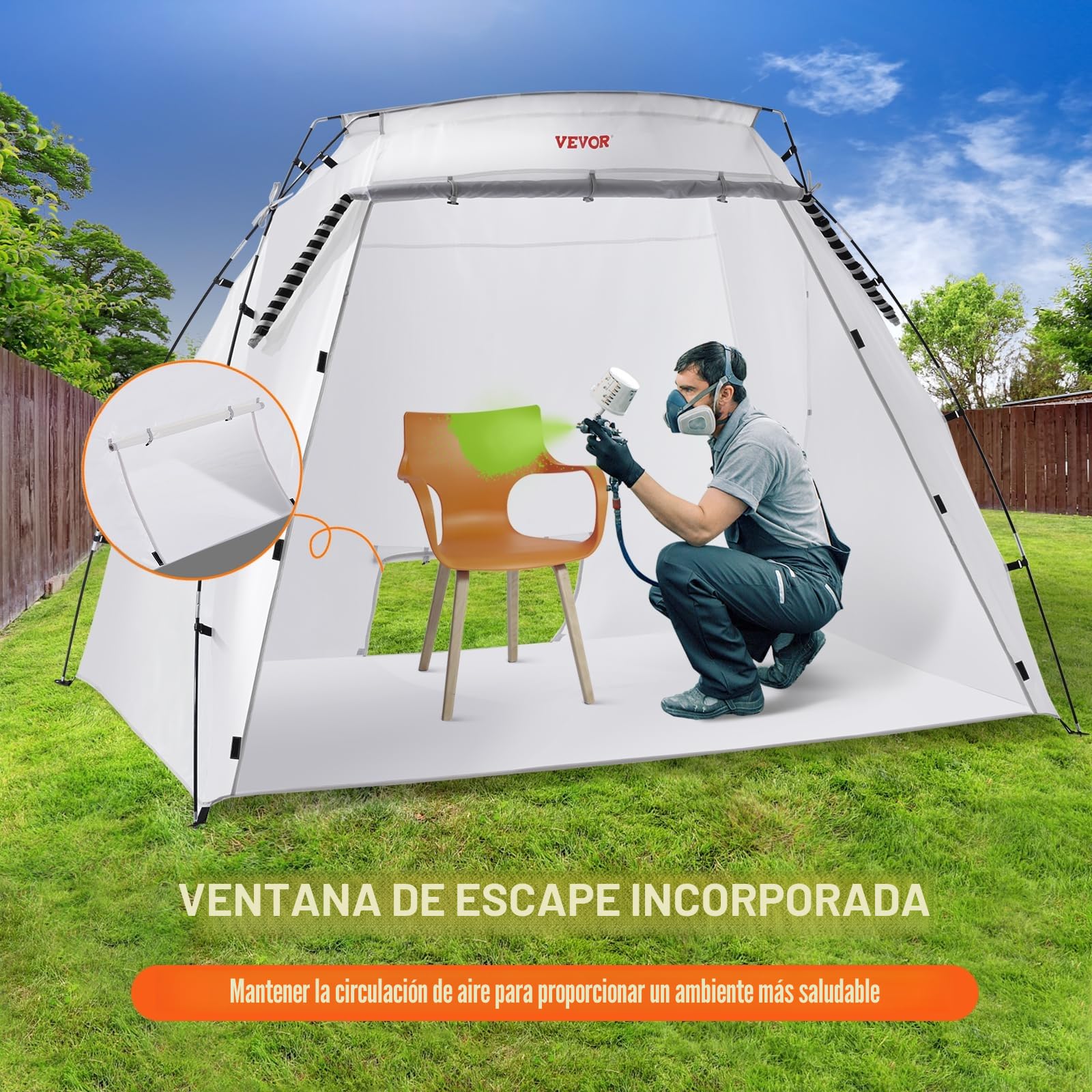 VEVOR Carpa de Pintura Portátil 228x158x158 cm Cabina de Pintura en Aerosol Plegable Oxford 210D Tienda de Pintura con Película Desechable para Muebles de Gran Tamaño Bricolaje de Estación de Pintura