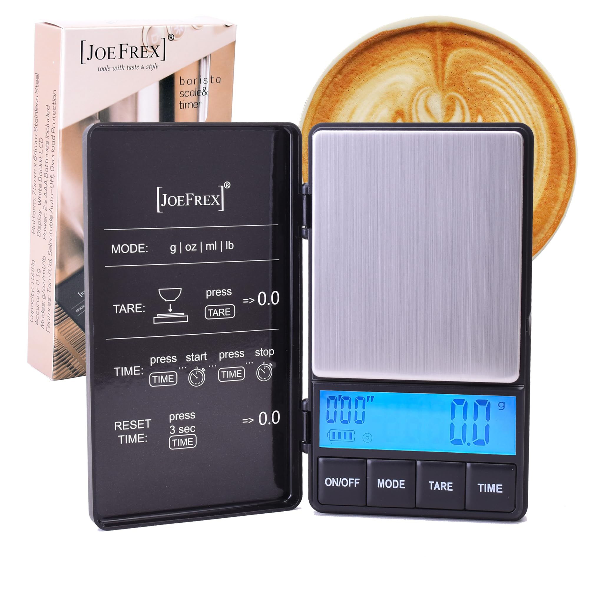  JoeFrex Kaffeewaage mit Timer - Exakte Feinwaage für Espresso inkl. Batterien
| JoeFrex Küchenwaage - Espressowaage mit