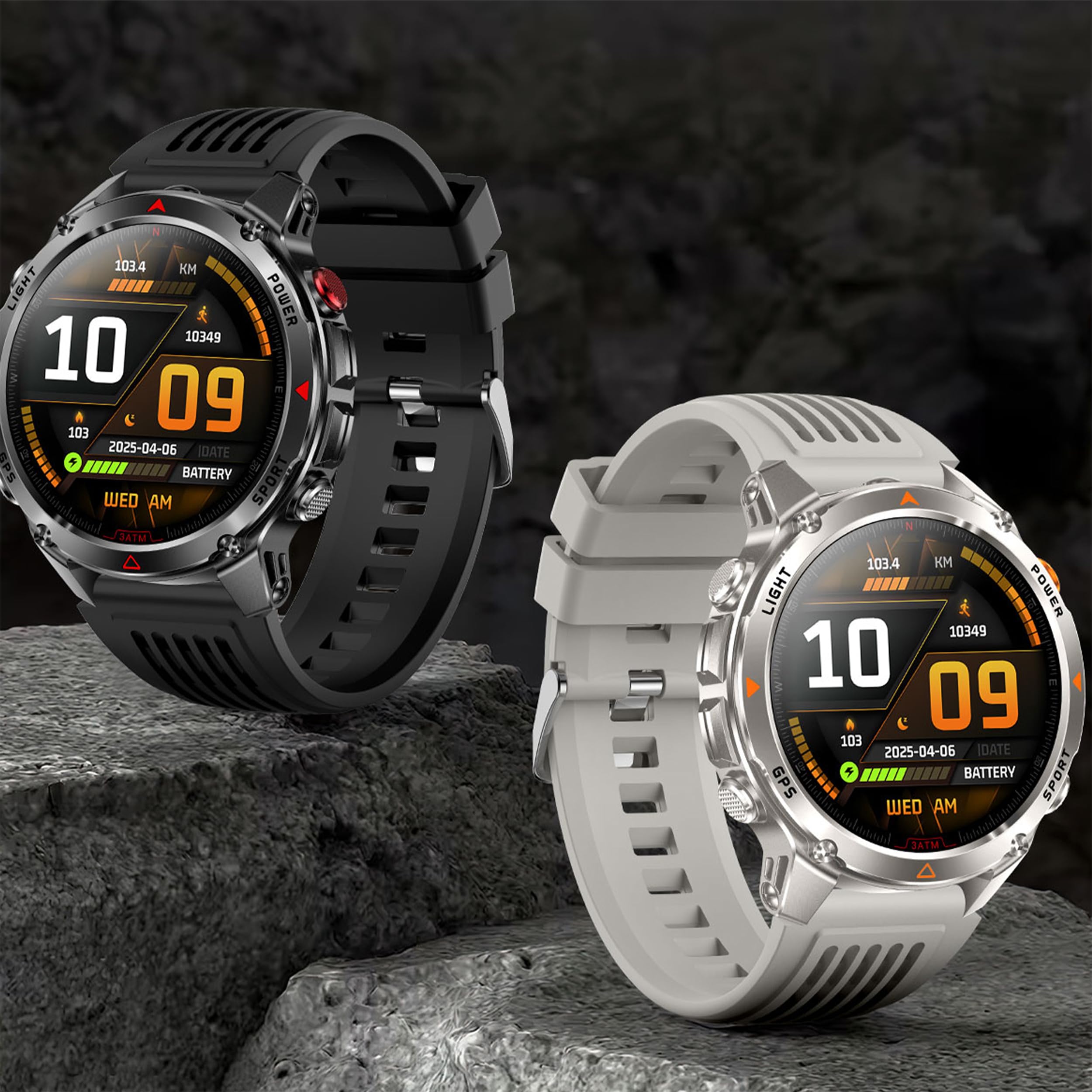 Reloj Inteligente Hombre con Llamadas, 1,46 Pulgada Smartwatc Hombre Deportivo con Podometro Pulsometro SpO2 Sueño Presion Arterial Actividad IP68 Reloj Digital para iOS Android (Plateado)