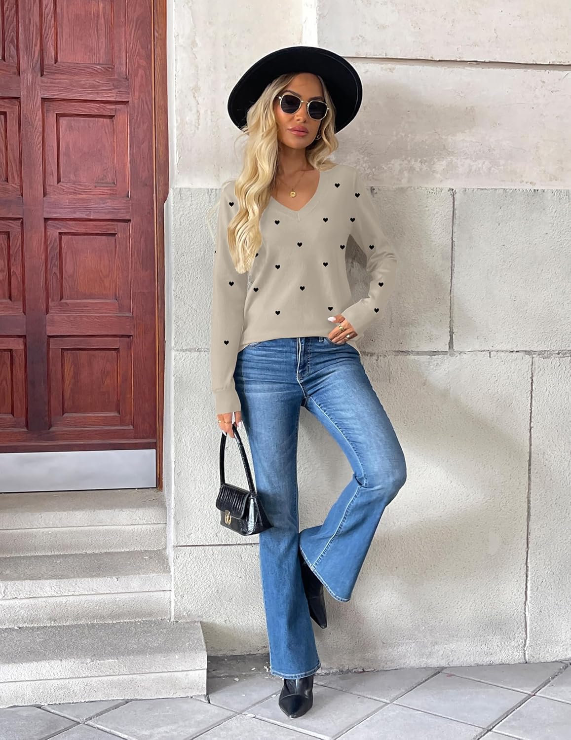 Zeagoo Women's 2026 Fall V Neck Sweater Trendy Long Sleeve Casual Lightweight Ribbed Knit Pullover Tops - Image 4