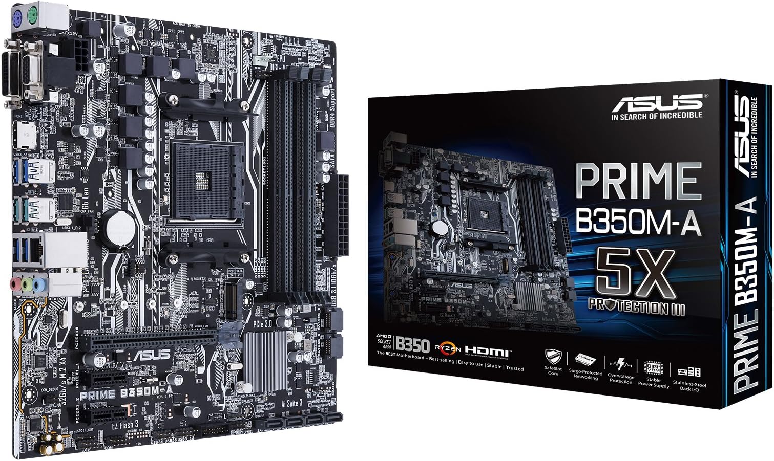 Asus PRIME B350M-A AMD DDR4 S-ATA 600 Micro ATX Motherboard - Black