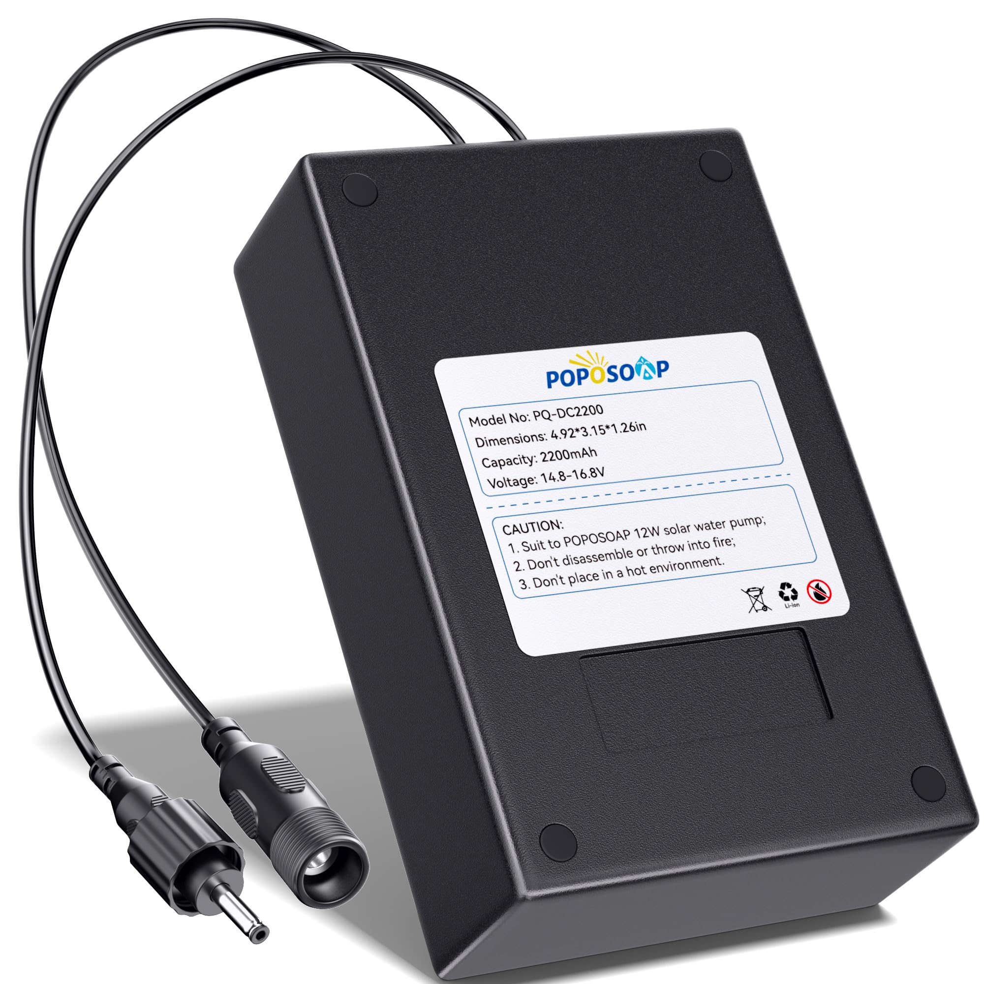 POPOSOAP Solar Fountain Pump Battery Backup 14.8V 2600mAh for POPOSOAP 25W/30W/35W/45W/50W Solar Water Pump Kit