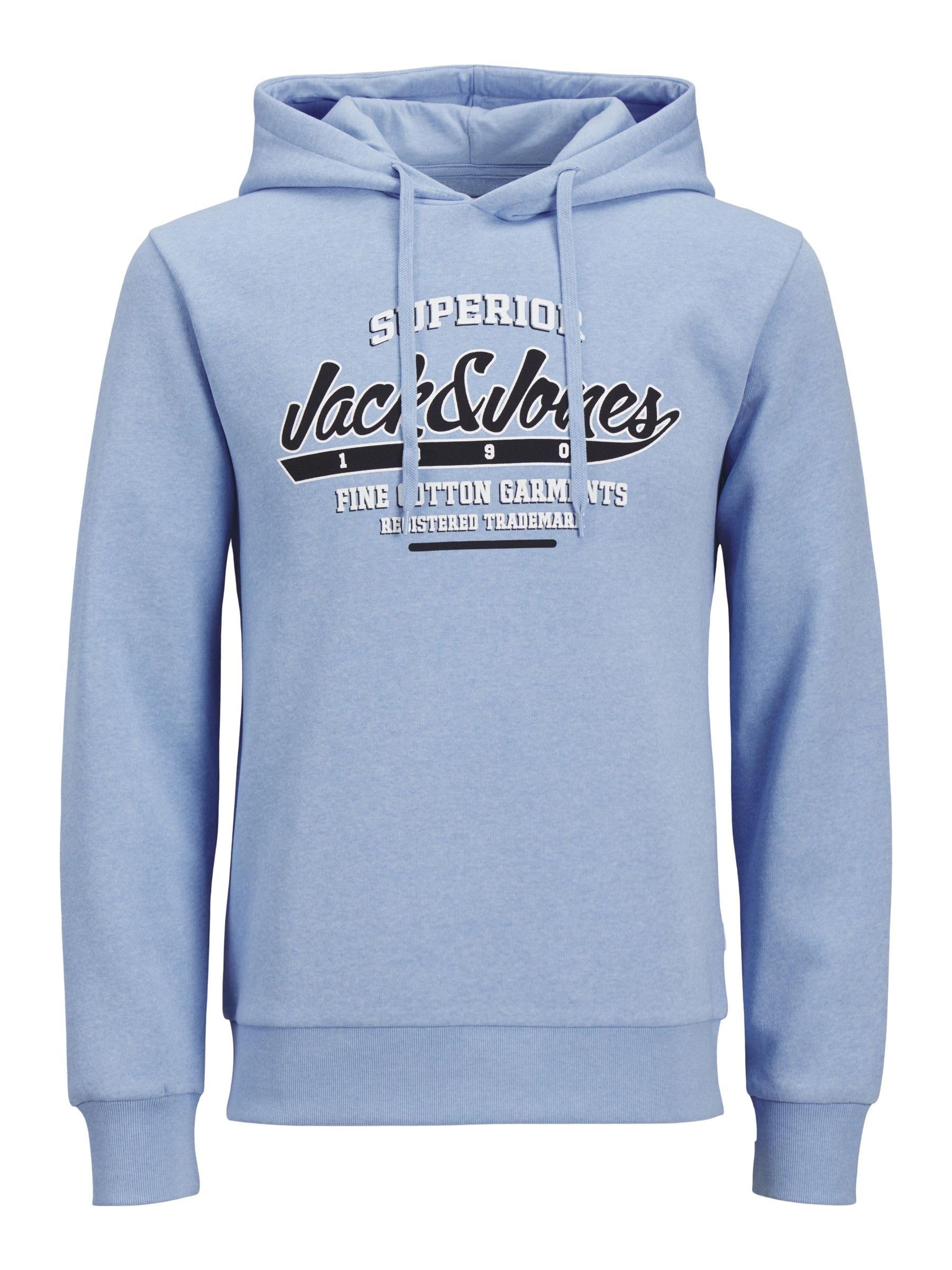 JACK&JONES JJELOGO Sweat Hood 2 COL 24/25 Noos, Chambray blue/detail: melange, S