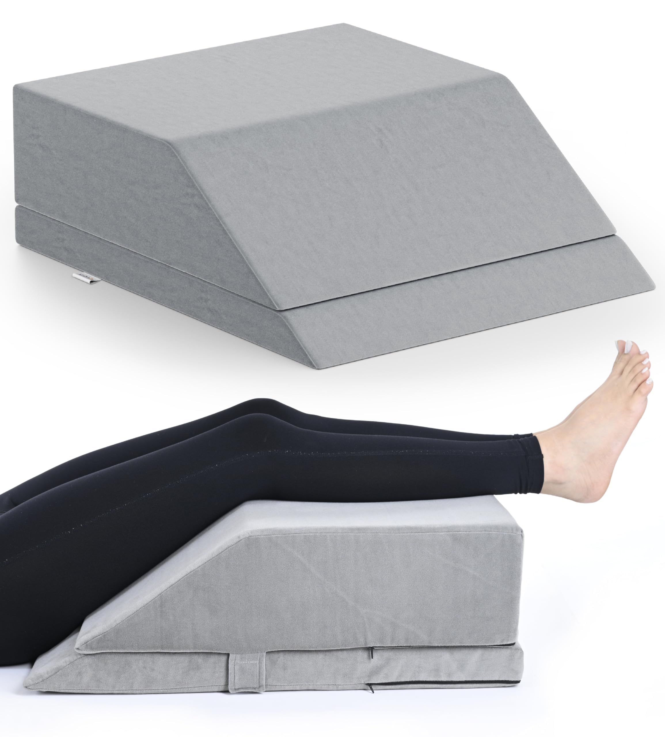 FOVERA Adjustable Leg Elevation Pillow - Relieves Leg, Hip & Knee Pain, Ideal for Post-Surgical Recovery - Relieves Discomfort of Varicose Veins, Phlebitis, Leg Surgery (24 x 20 x 8 Inch, Grey) (B0DFHMFJM5) Amazon Price History, Amazon Price Tracker