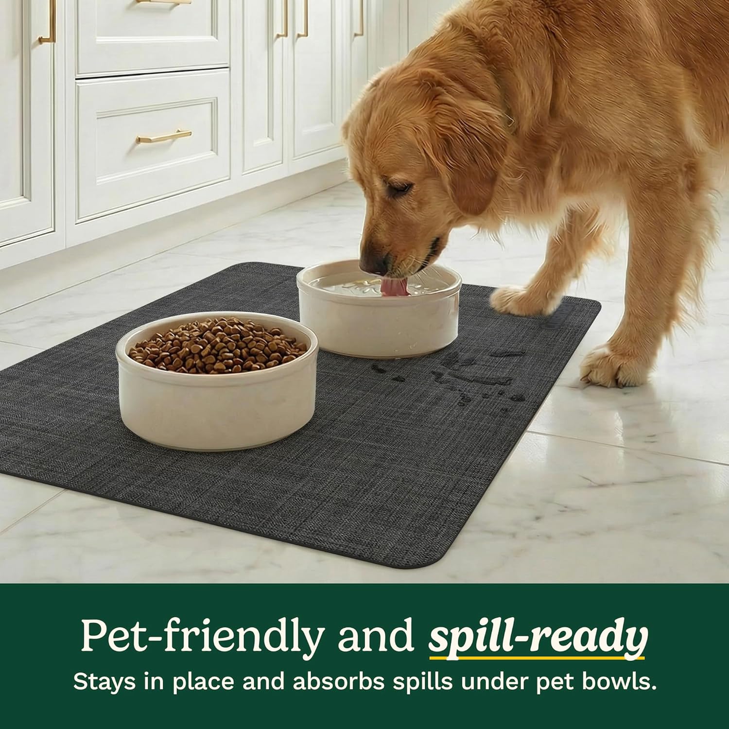 Cuisinart Coffee Mat for Countertop (2 Pack)–Quick-Dry Absorbent Coffee Bar Mat for Espresso Machines & Brew Stations, Also Use as a Dish Drying Mat on Kitchen Counter, Non-Slip, Easy Care, 15” x 20”