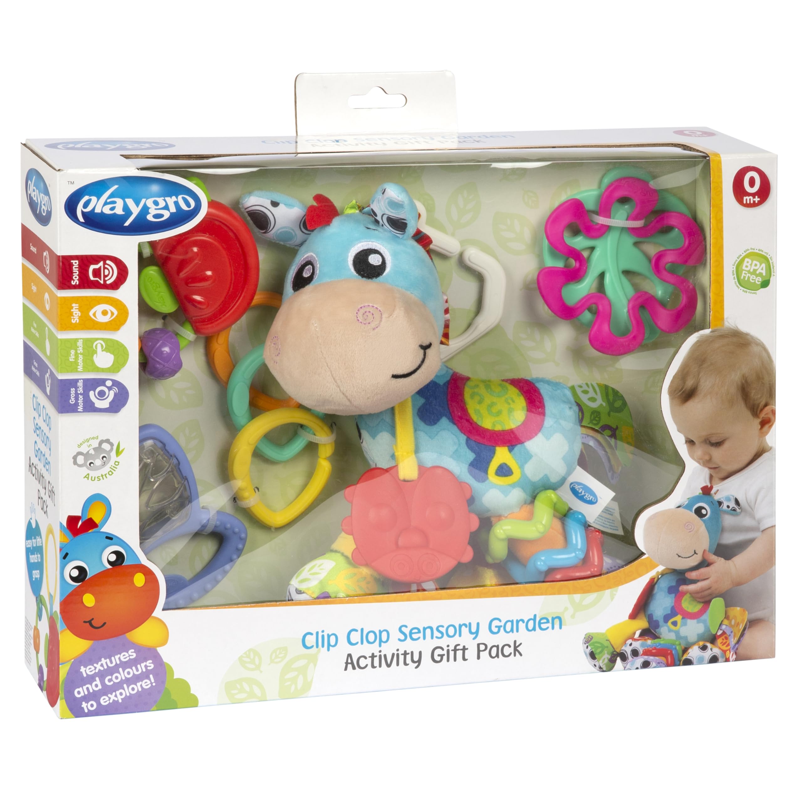 Playgro Clip Clop Sensory Garden Activity Gift Pack, Versatile Crib and Stroller Toys for Infants 0+ Months - Image 4