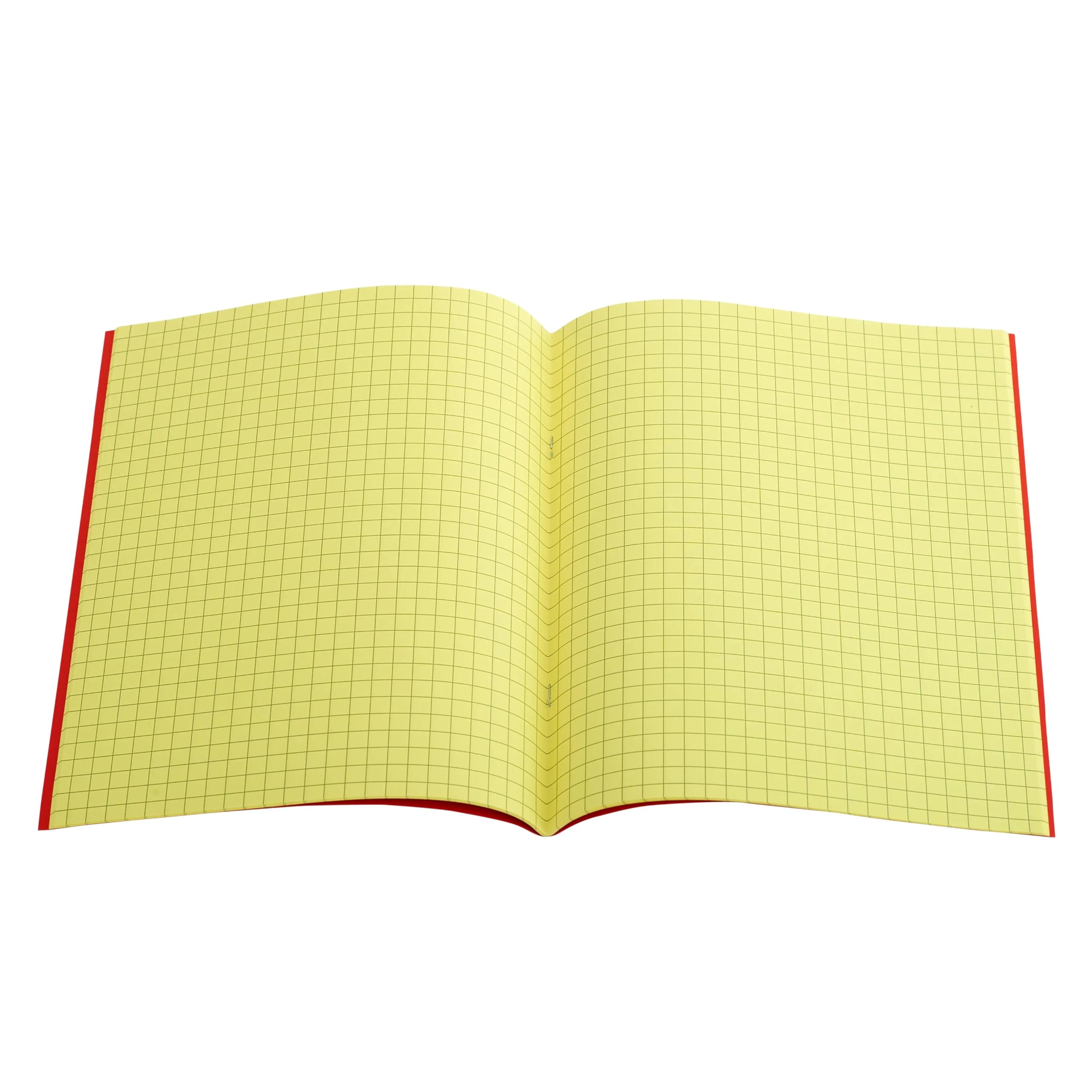 The Dyslexia Shop 9" x 7" - 7mm Squared Tinted Paper - Exercise Book (Red Cover) Pack of 10 / Yellow