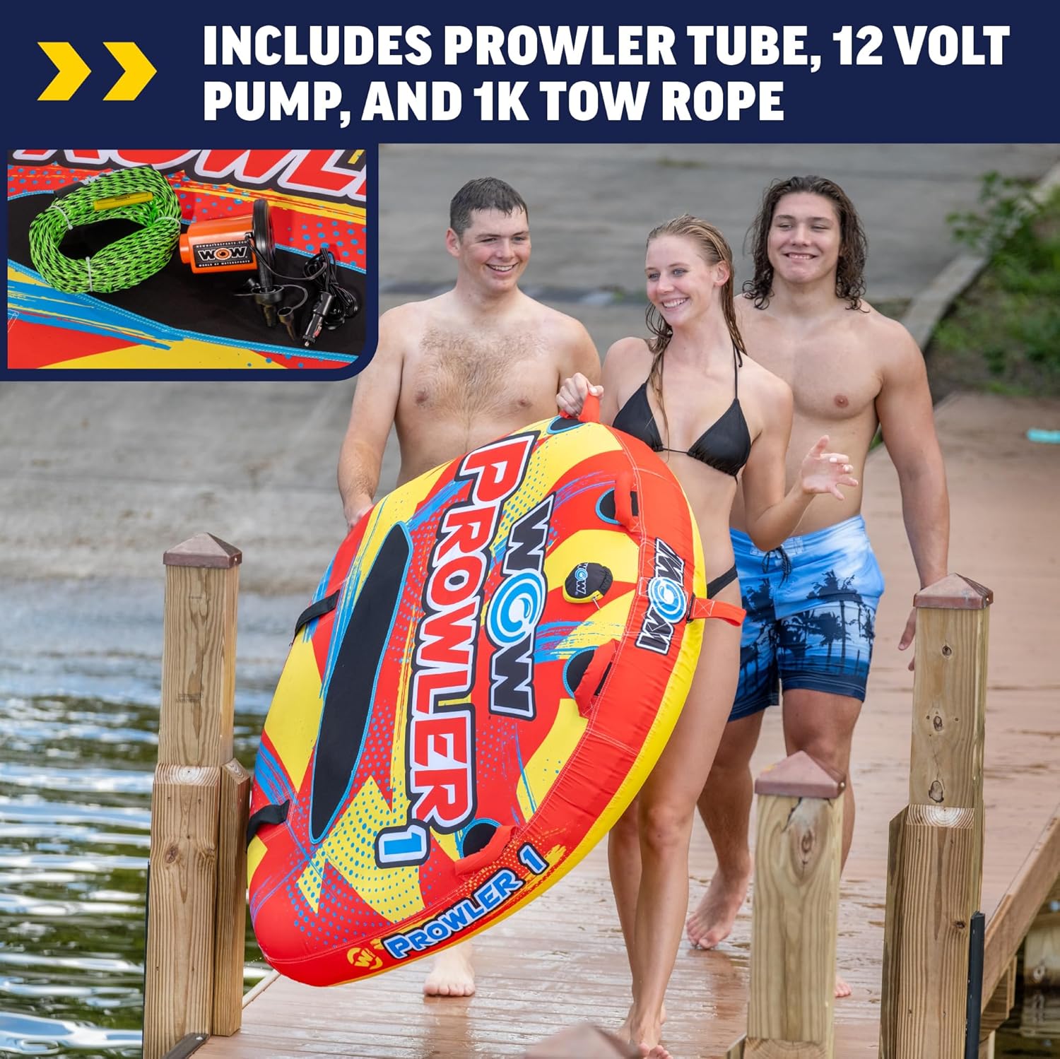 Wow Sports Prowler Towable Tube Starter Kit - Includes 12V Pump & 1K Tow Rope