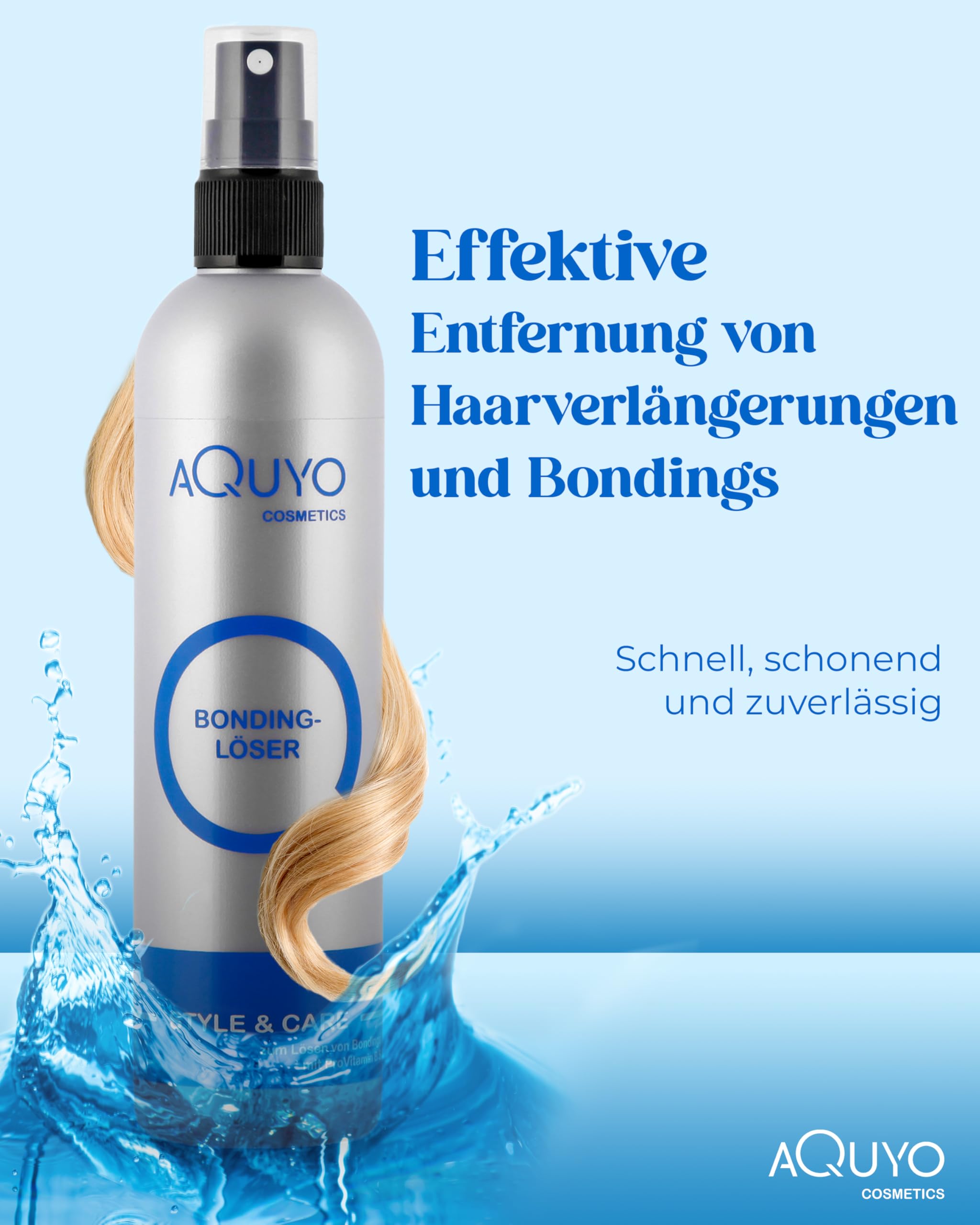 Style & Care Bondinglöser, Bonding Lösungsmittel zum entfernen von Bondings und Extensions (3x 200ml) | Spray Löser von Haar Tapes und Haarverlängerungen, Hair Bonding & Tape Remover