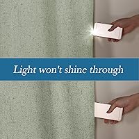 Vista 10 de H.VERSAILTEX Cortinas 100% opacas con aislamiento térmico, texturizadas, de lino, con bloqueo completo de calor y luz, para sala de estar y Negro