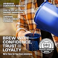 Vista 5 de COLETTI Bozeman Blue Percolator Cafetera — Cafeteras de Camping — La Percoladora Favorita para Camping — SIN Aluminio o Plástico [9 tazas, Azul]
