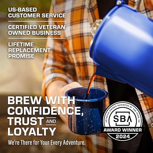 Miniatura 5 de COLETTI Bozeman Blue Percolator - Cafeteras de camping - Percoladora favorita de campamento - Sin aluminio o plástico 9 tazas, azul