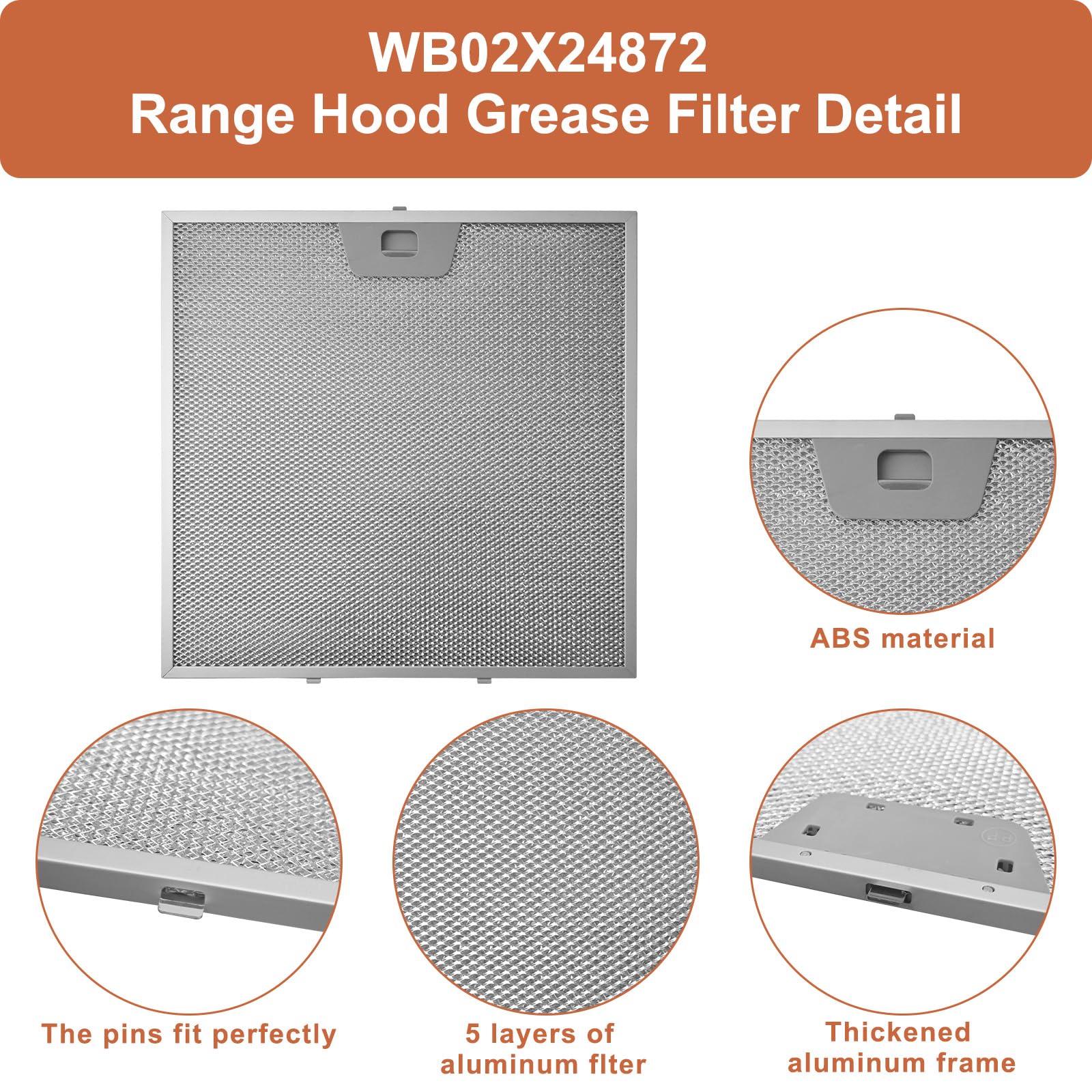WB02X24872 Fettfilter für Dunstabzugshauben, kompatibel mit GE Dunstabzugshaube
