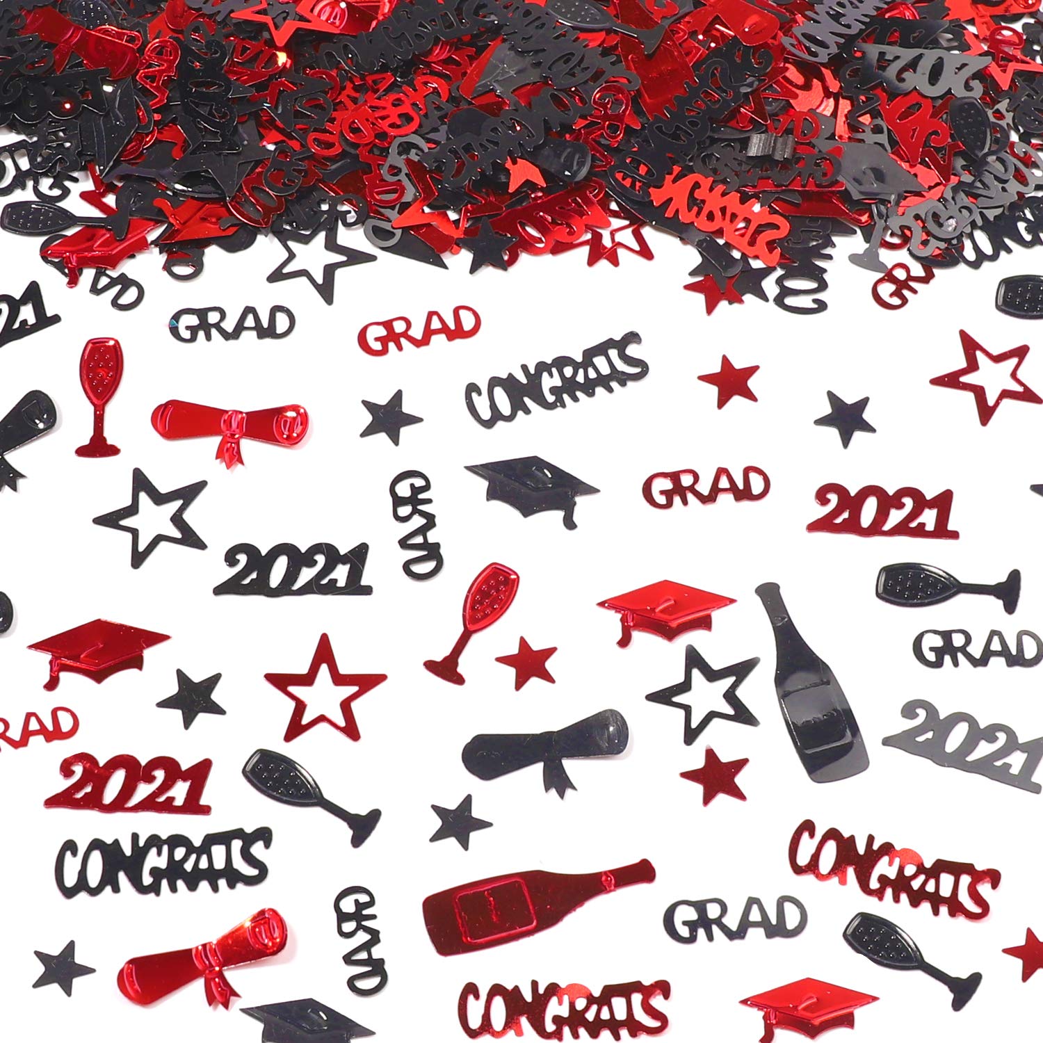 Buy DIYDEC Graduation table Confetti 2021, Black Red Graduation Cap