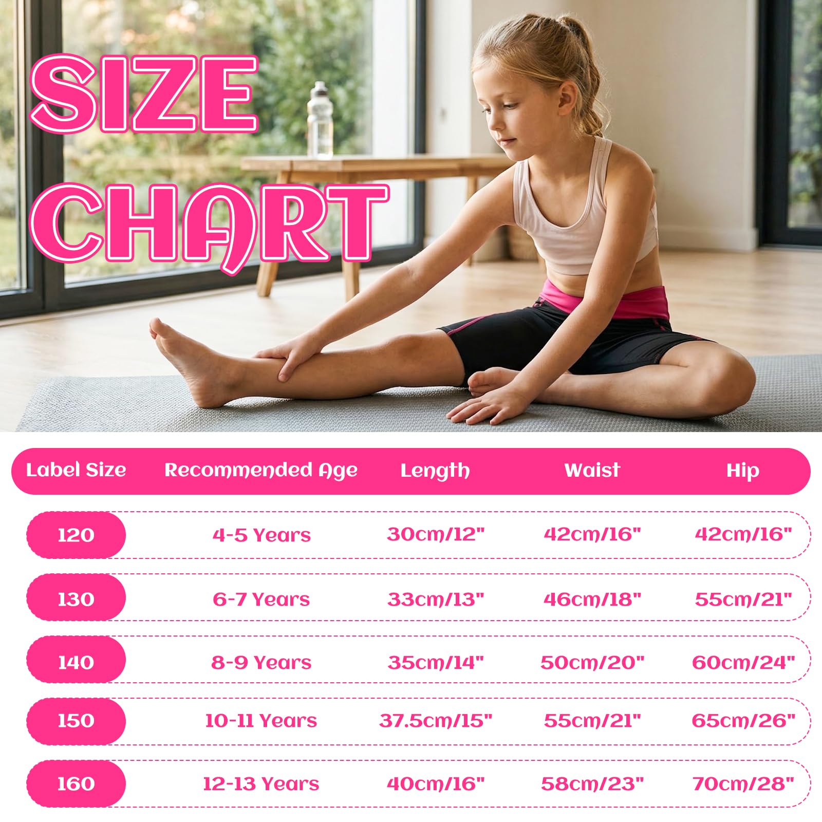 Mädchen Shorts 2er-Pack Sommer Kurze Leggings Kinder Elastische Hohe Taille Radlerhose Atmungsaktiv Sport Kurze Hose Weich Blickdicht Sportshorts Turnhose Sportleggings für 4-13 Jahre