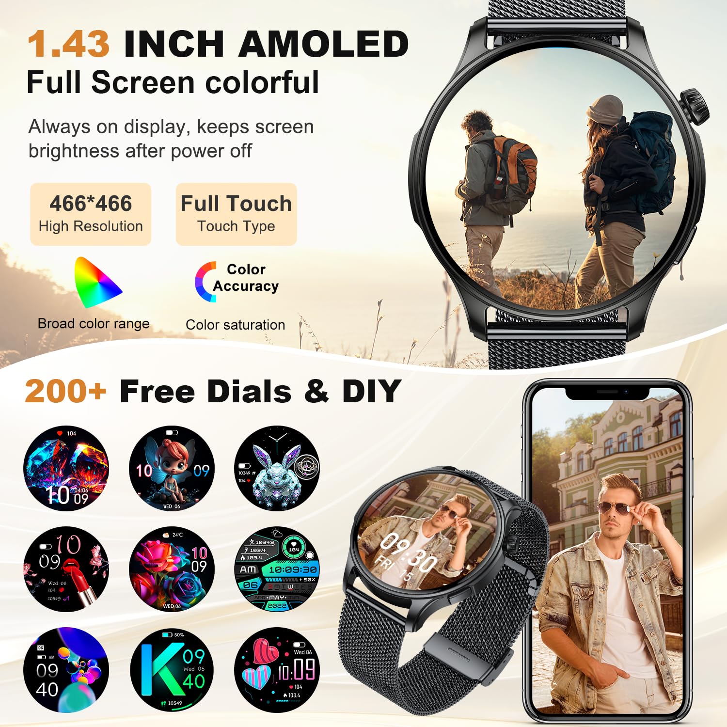 Smart Watch for Men Women Fitness: Make Answer Call Waterproof Digital Mens Watches Running Pedometer Smartwatch Android Phone iPhone Samsung Compatible Sleep SpO2 Heart Rate Monitor Step Tracker