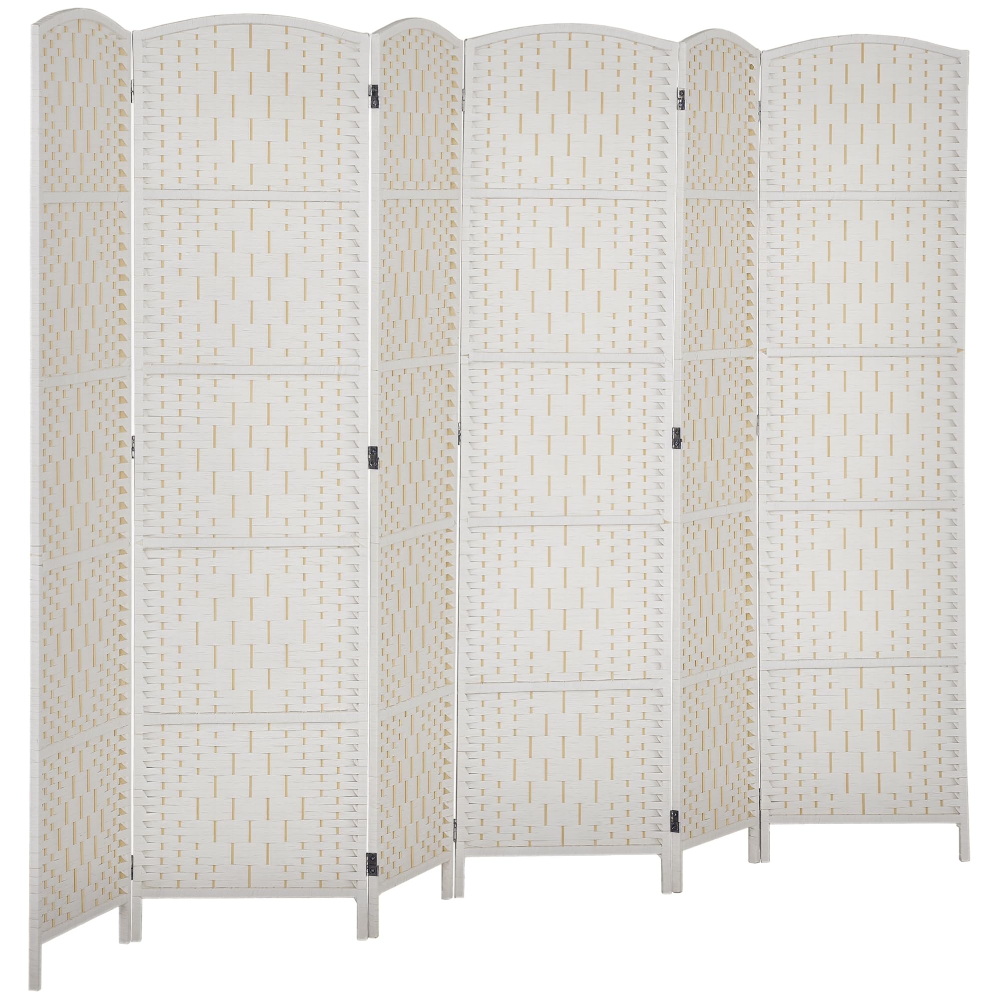 HOMCOM Room Divider 6 Panel, 6FT Tall Folding Privacy Screen, Freestanding Hand-Woven Partition for Room Separation with 360° Hinges, Paper Rope