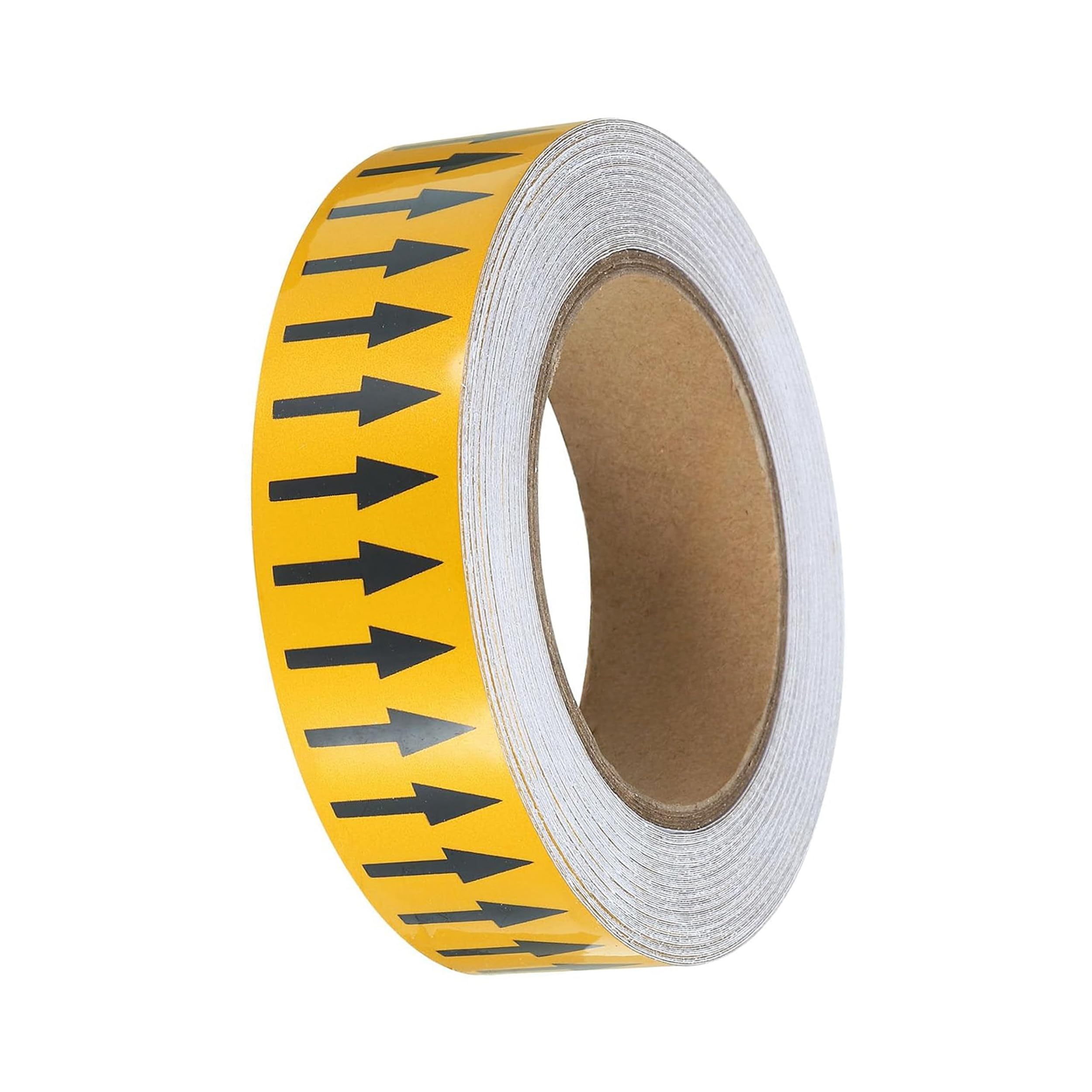 Pipe Flow Arrow Tape Pipeline Arrow Stickers 1.2 Inch x 66 Ft (3cm x 20M) Pipe Identification Marking Arrow Labels with Reflective Strips for Pipe Flow Markers, Yellow/Black