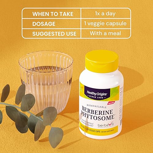 Miniatura 5 de Healthy Origins Fitosoma de berberina 550 mg (Berbevis), suplemento de berberina para apoyo metabólico, sin OMG, vegano, 120 cápsulas vegetales
