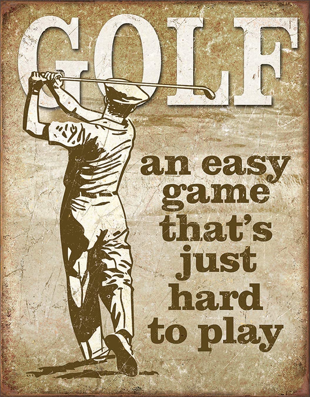rayprint Golf An Easy Game Retro Tin Signs Play Golf Vintage Metal Sign Golf Decor Home Club Wall Decoration Plaque 12x16 Inches