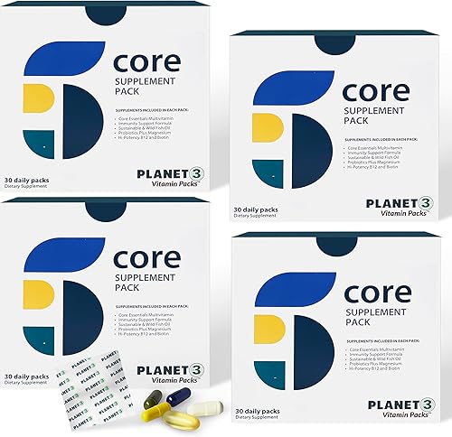 Planet 3 Paquetes de vitaminas, vitaminas diarias tanto para hombres como para mujeres, energía, apoyo inmunológico y cardíaco | Multivitamínico,