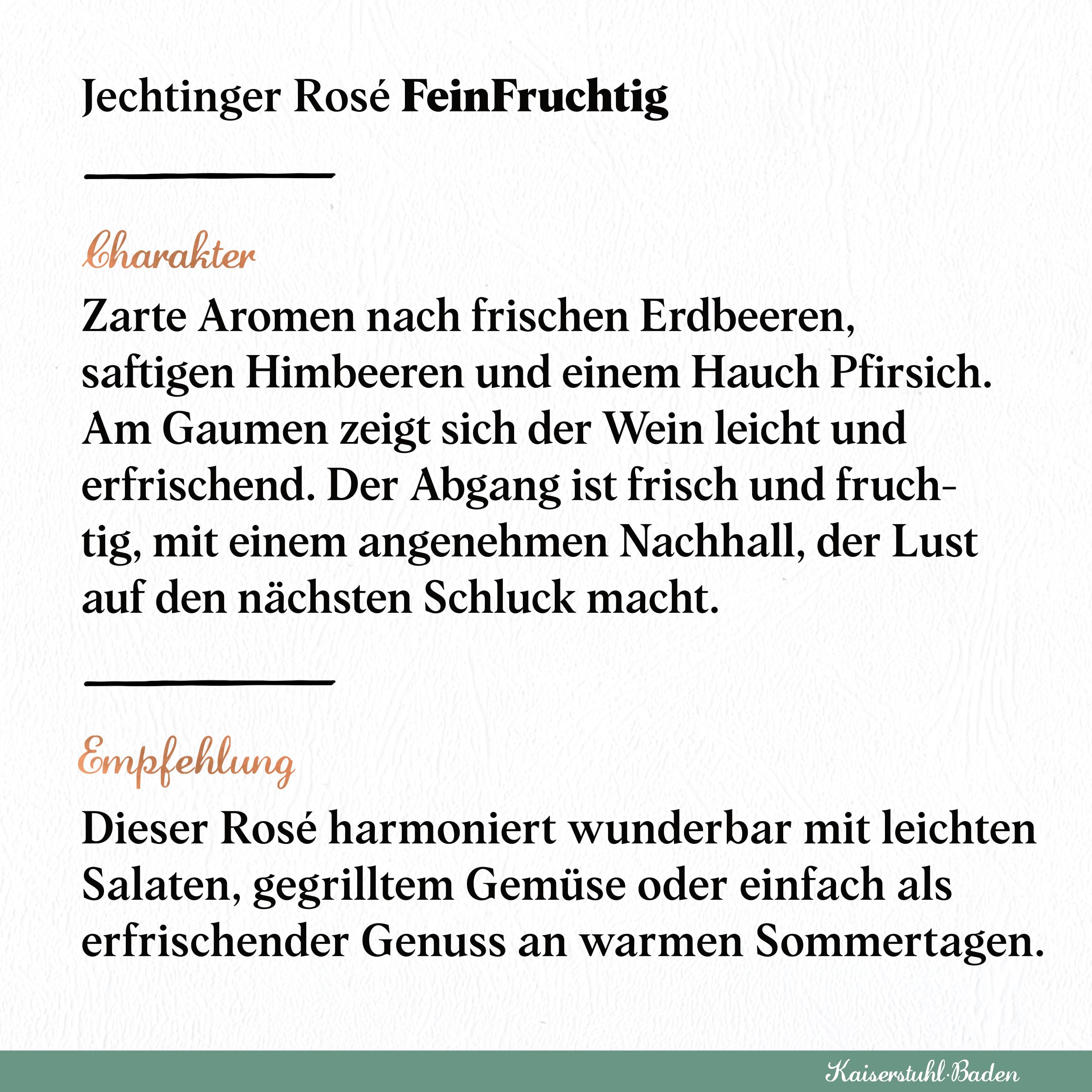 Jechtinger Rosé FeinFruchtig - Spätburgunder Roséwein fruchtig mit Erdbeer-, Himbeer- & Pfirsichnoten, erfrischend & harmonisch, Badischer Wein vom Kaiserstuhl (6 x 0,75l)
