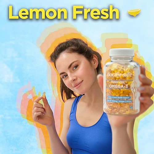 Miniatura 6 de Suplemento de aceite de pescado Omega 3  Pastillas de aceite de pescado con aroma a limón de alta resistencia, 1360 mg de EPA DHA para apoyo