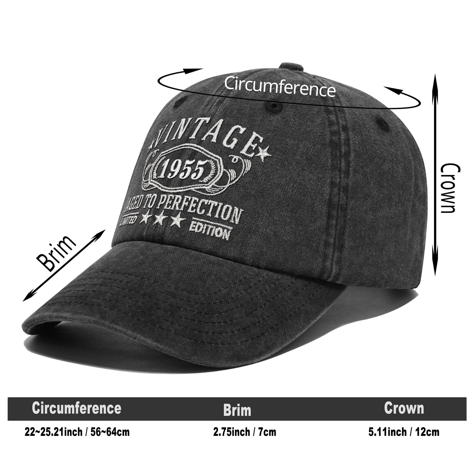 70th Birthday Gifts for Men Grandpa,1955 for 70 Year Old Vintage Baseball Hat, Turing 70th Parents