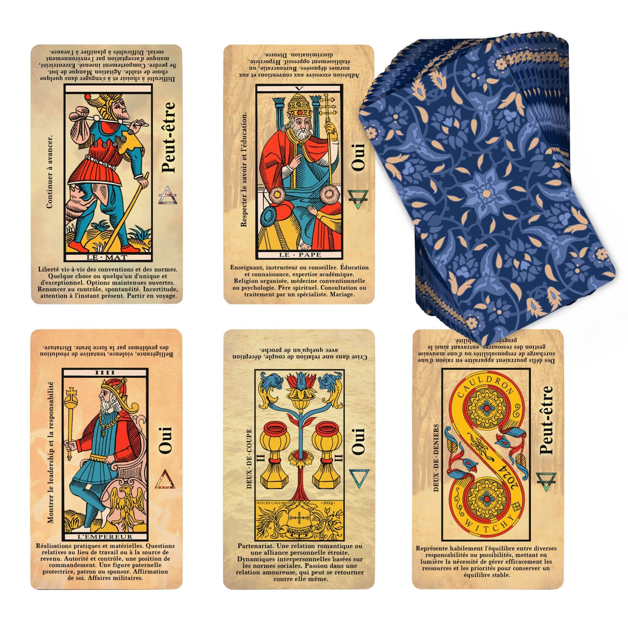 Tarot de Marseille et guide de 1930 | imprimé pour la première fois vers 1930 par B.P Grimaud | Pont complet | fac-similé pour la divination vintage - France