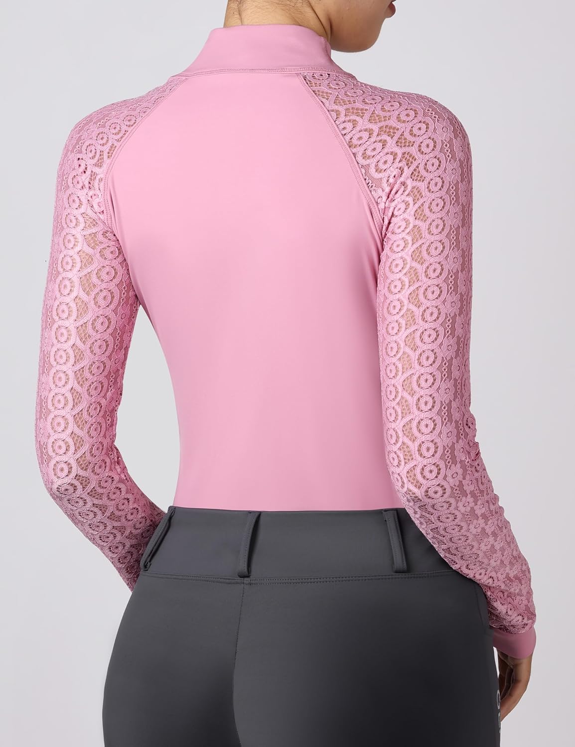 Equestrian Show Shirt for Horse Riding Long Sleeve Equestrian Shirt with Lace Quick-Dry Horse Riding Top
