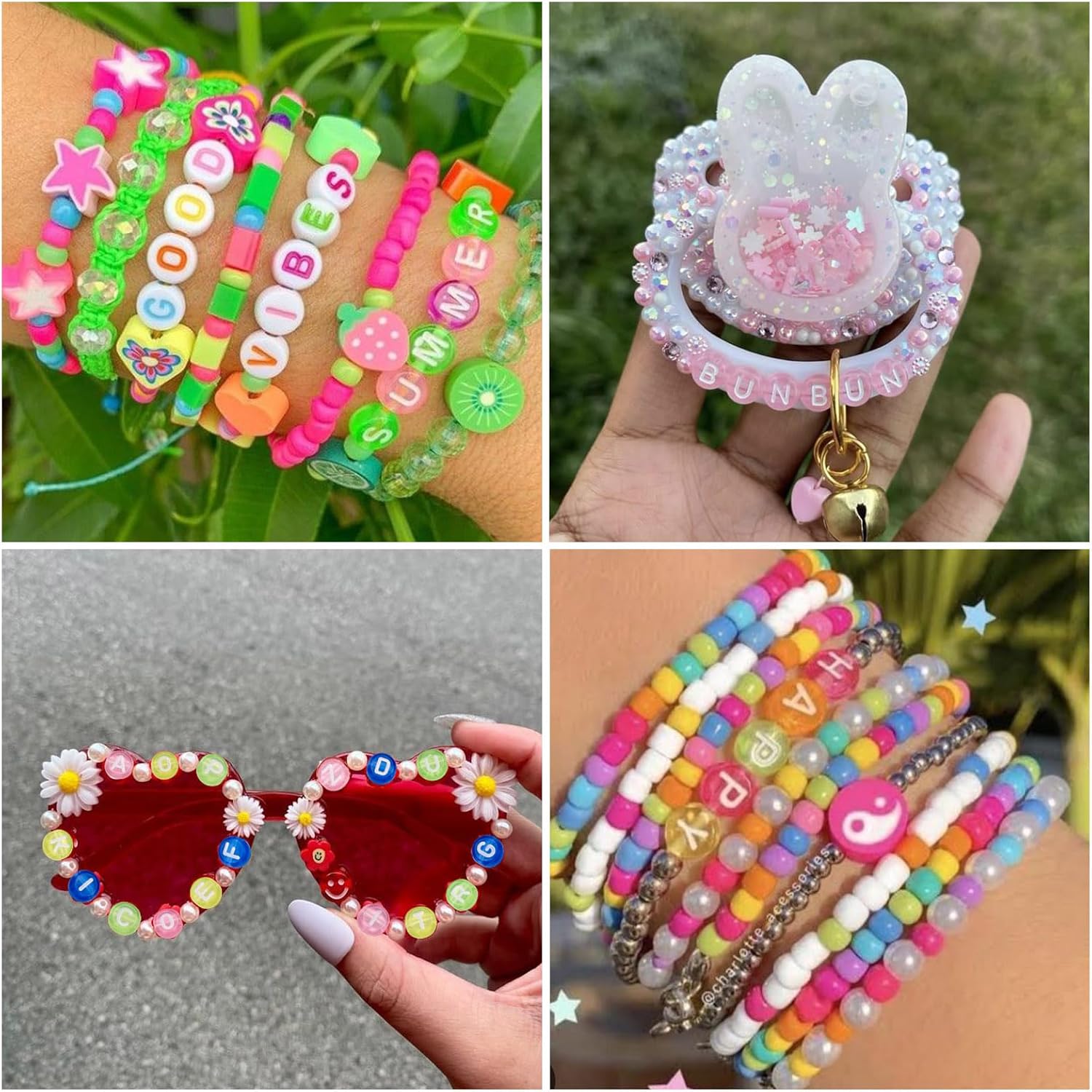 370pcs Transparent Acrylic Alphabet Letter Beads 7mm Flat Round Disc Coin A-Z White Letter Pattern Loose Spacer Beads Charms for DIY Necklace Bracelet Jewelry Making, Pink - Image 3