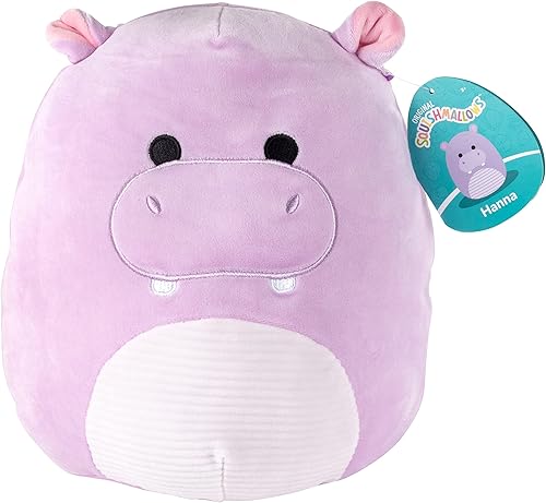 Squishmallows Peluche oficial Kellytoy 2023 de Hanna The Purple Hippo de 10 pulgadas, lindo y suave juguete de peluche de hipopótamo, gran regalo