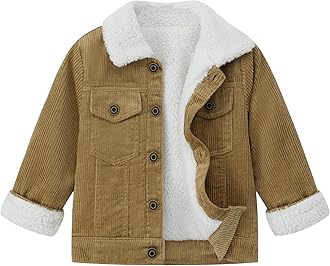 Toddler Boy Winter Corduroy Jacket Baby Girl Fall Sherpa Lined Outwear Coat