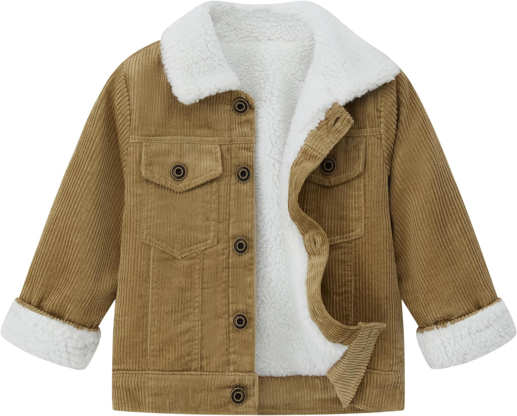 Toddler Boy Winter Corduroy Jacket Baby Girl Fall Sherpa Lined Outwear Coat