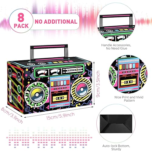 Miniatura 2 de Cajas de recuerdo de fiesta de los años 80, caja de regalo novedosa, cajas de papel de dulces de los años 80, decoraciones de radio retro de los 80,