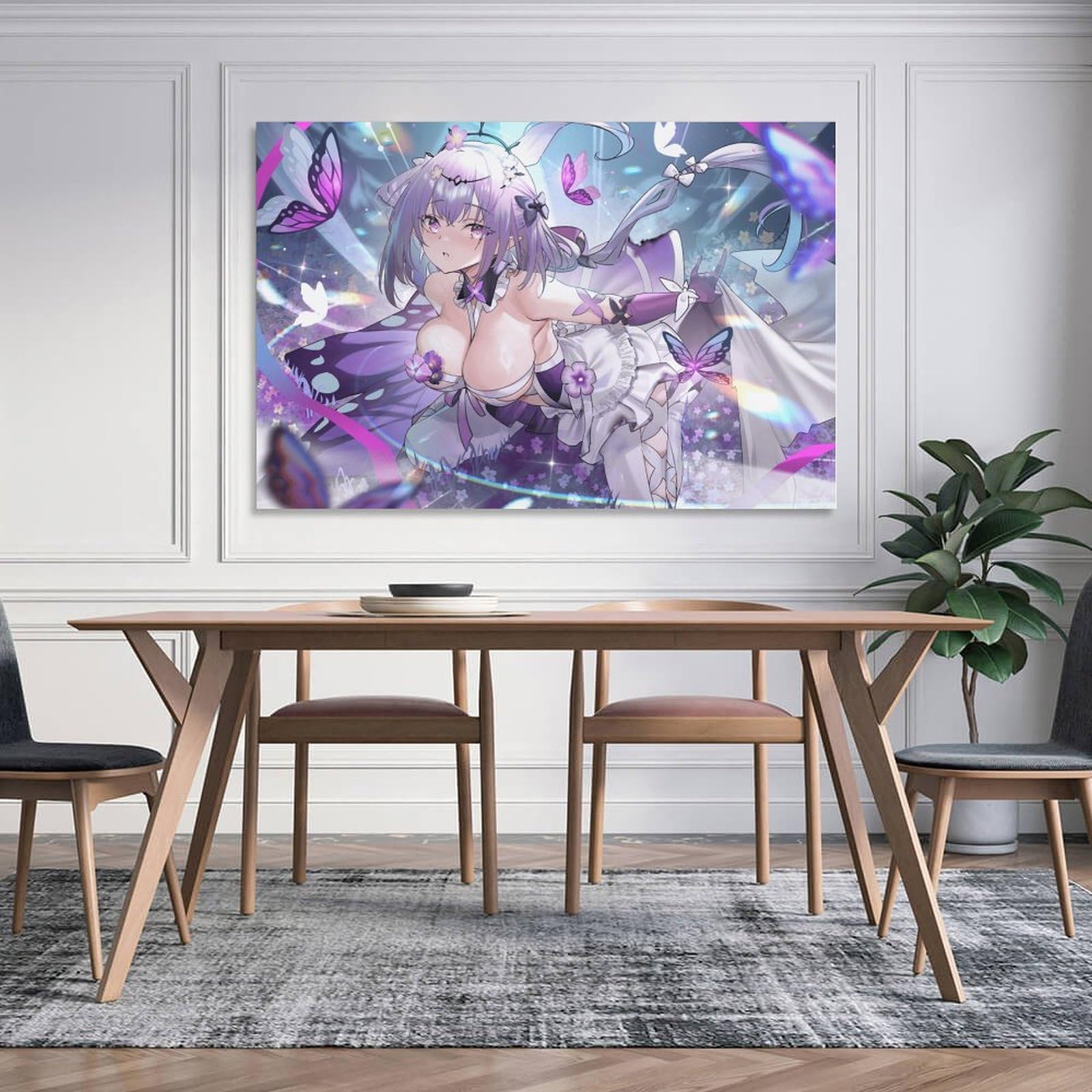 Large Anime Canvas Print - Purple Beautiful Waifu Artwork, Vibrant Pop Art Poster for Gamers & Modern Decor Frame-style-1 08x12inch(20x30cm): 12x18inch(30x45cm) Unframe-style-1
