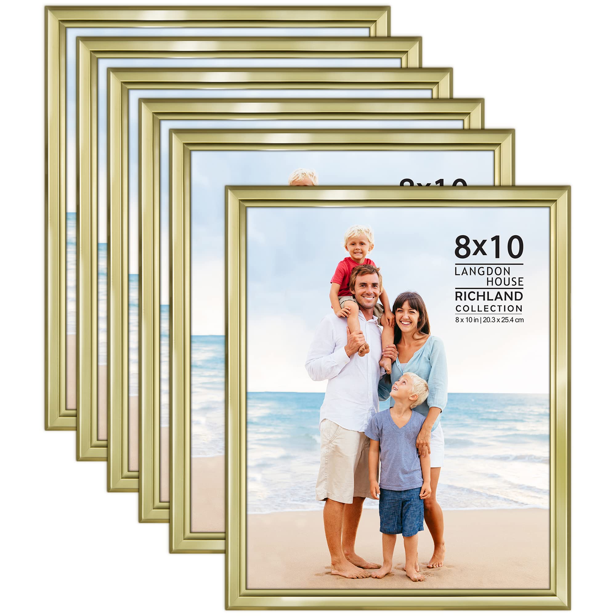 Langdon House 8x10 Picture Frames Set (Gold, 6 Pack) Distinguished Edging for Classic Style, Richland Collection