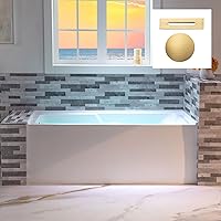 Vista 18 de WOODBRIDGE Bañera rectangular de acrílico de 60 pulgadas en blanco con drenaje derecho, drenaje desplegable de níquel cepillado incluido BA6030R