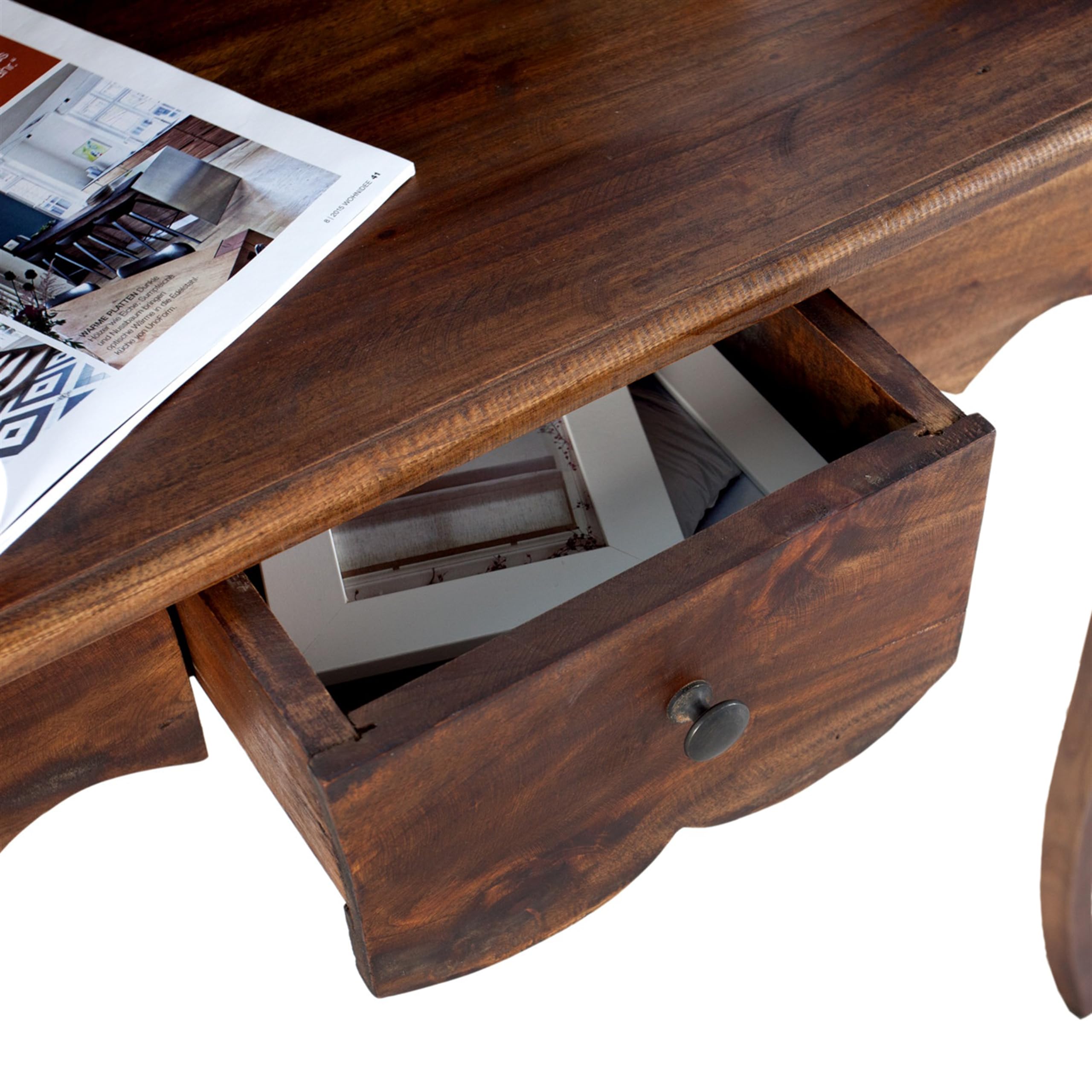 DESIGN DELIGHTS EDLER Holz SEKRETÄR Napoleon | Mahagoni, Massivholz, braun, 80 cm | Schreibtisch